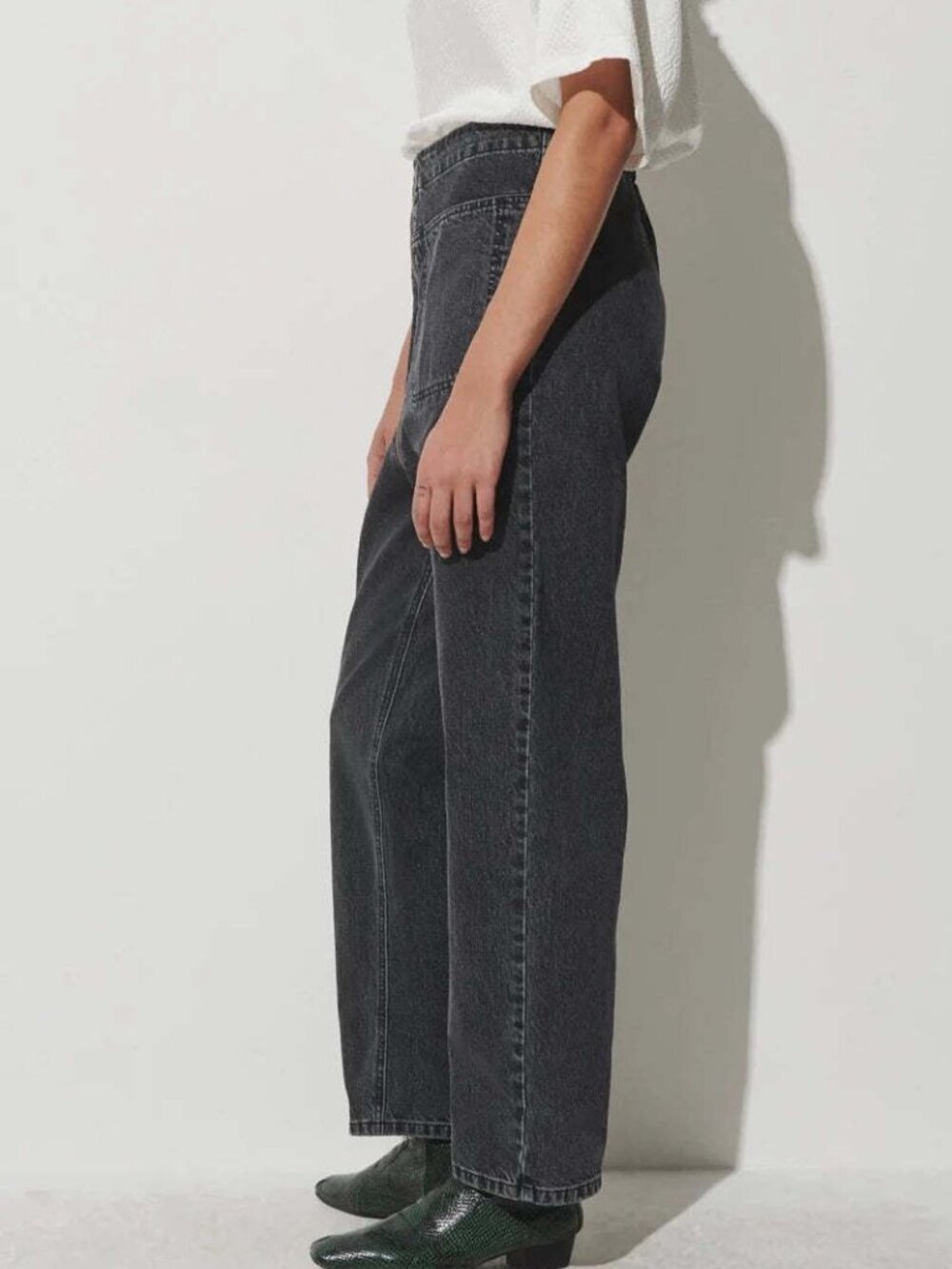Rachel Comey Barrie Zip Front Straight Leg Washed Black Jean Pants - Picture 2 of 9